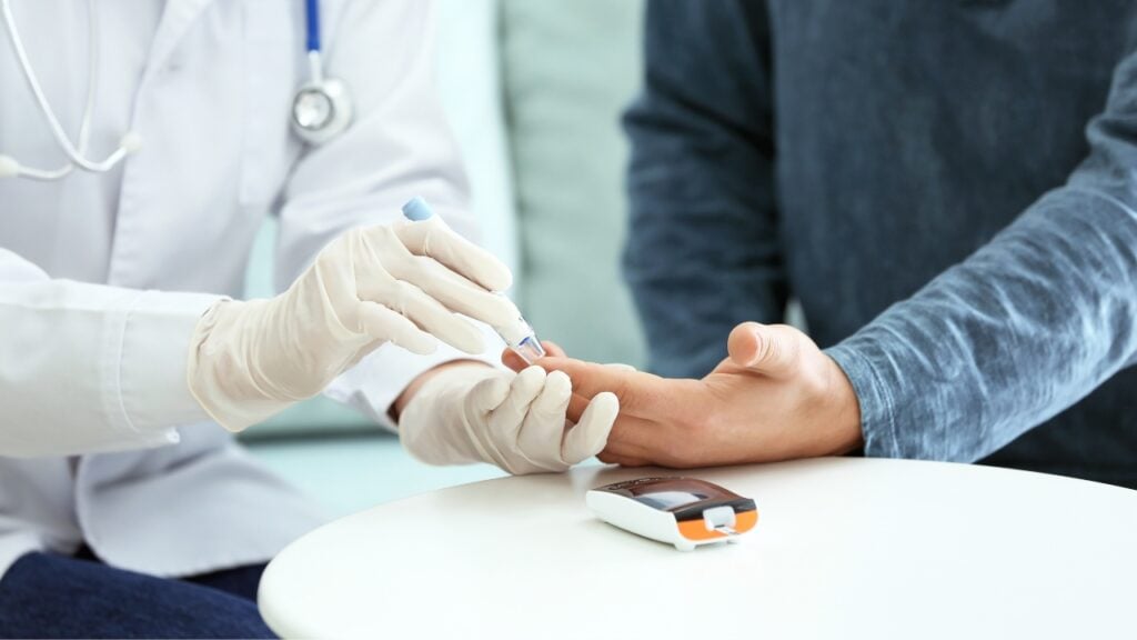 A diabetic does a blood test
