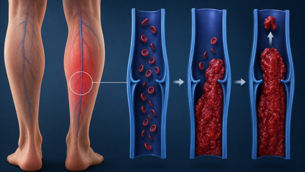 Blood clots in legs illustrations