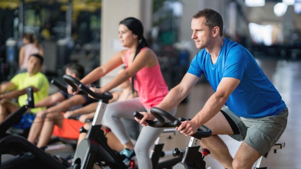 Exercise with stationary bike