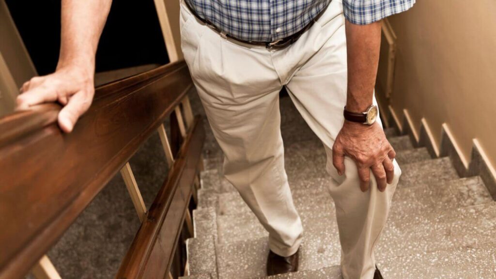 A man who feels weak leg muscles