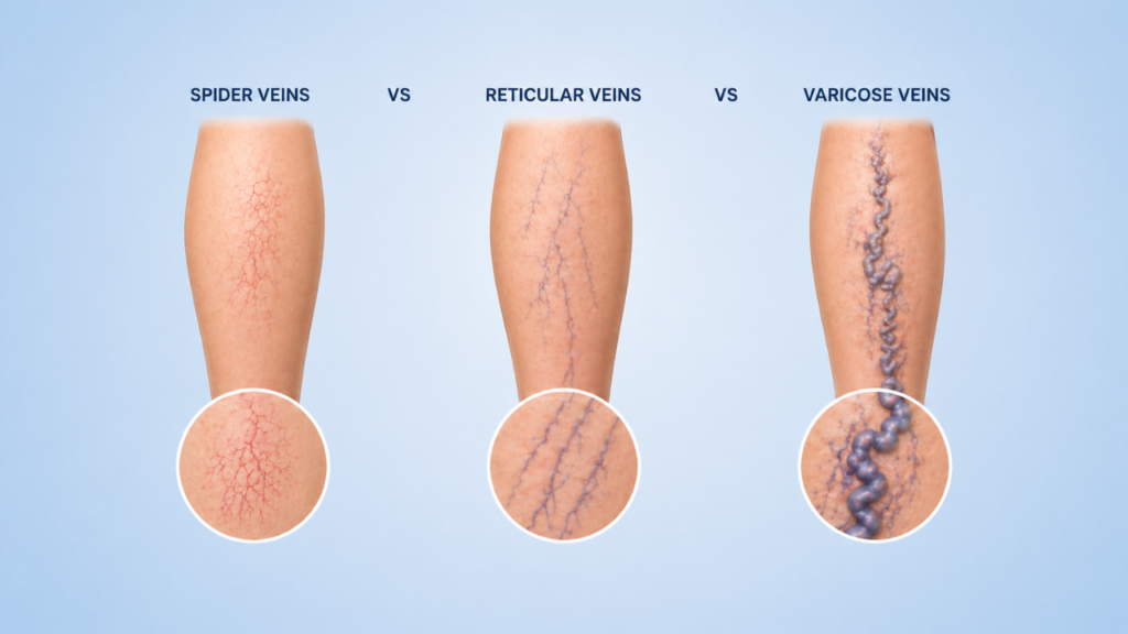 Spider Veins vs Reticular Veins